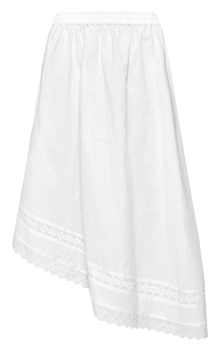 Blanc Ensemble Jupe Longue En Coton Avec Détails Brodés