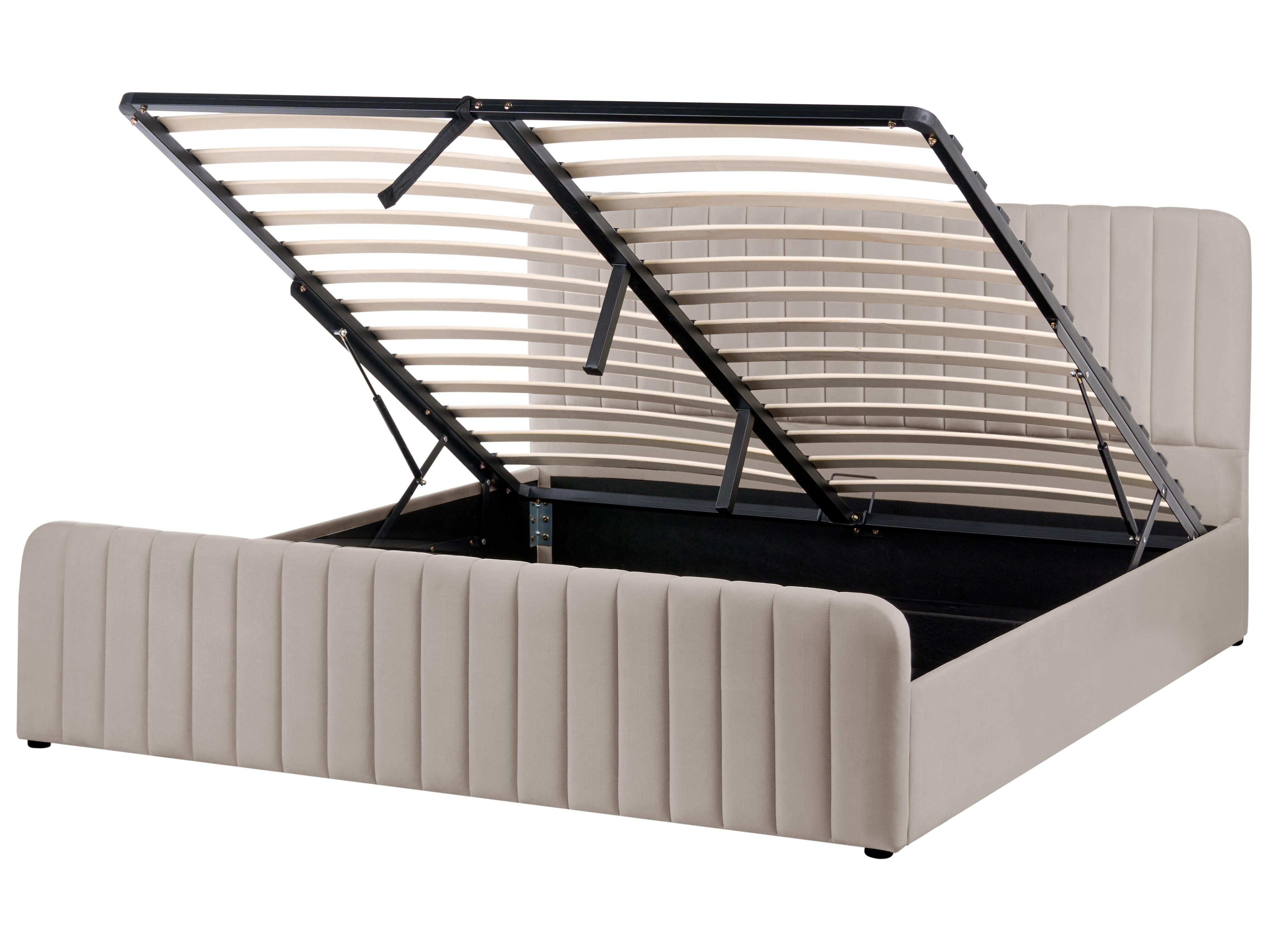 Bed met opbergruimte LUNAN 180 x 200 cm Taupe