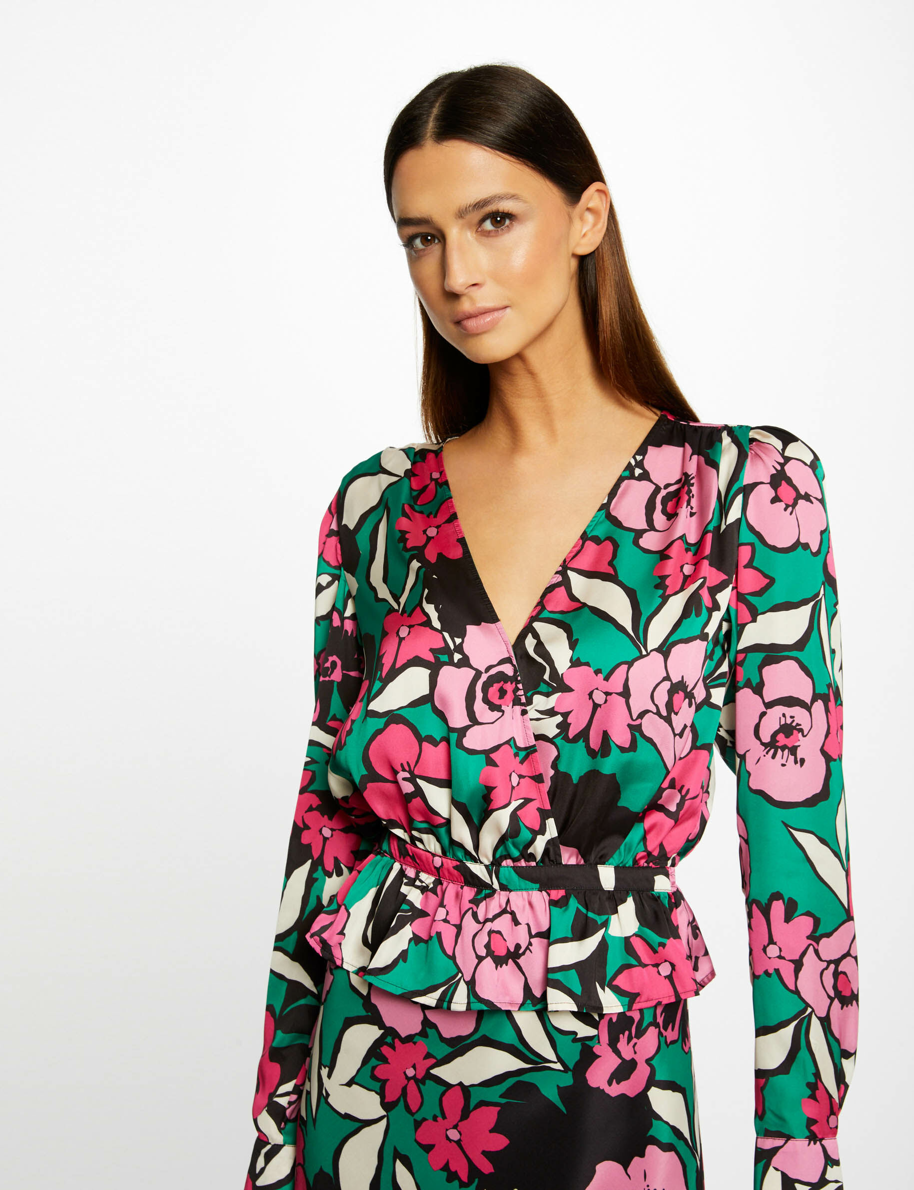 Blouse manches longues imprimé floral multico femme - multico
