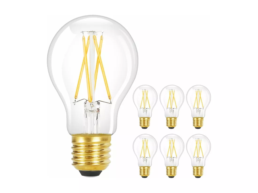 NETTLIFE Lot de 6 ampoules LED E27 vintage : ampoule A60 2700K 4W Edison à filament blanc chaud lampe antique en verre à économie d'énergie pour