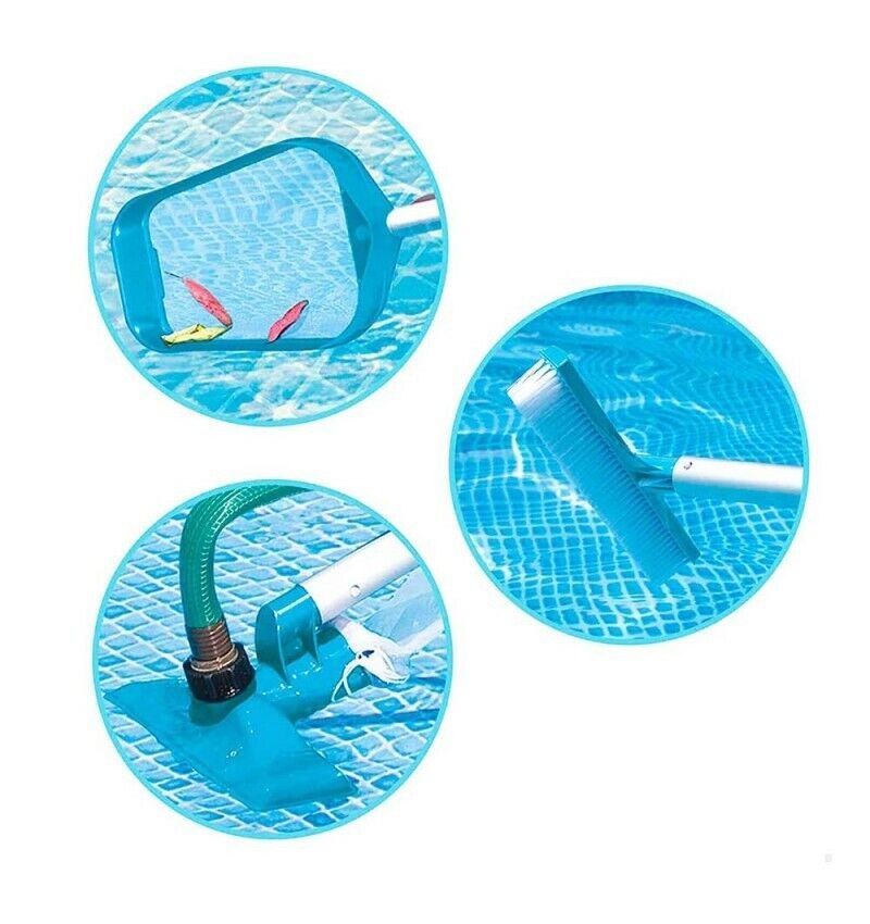 Kit de limpeza básico Intex com coletor de folhas, escova e cabeçote.