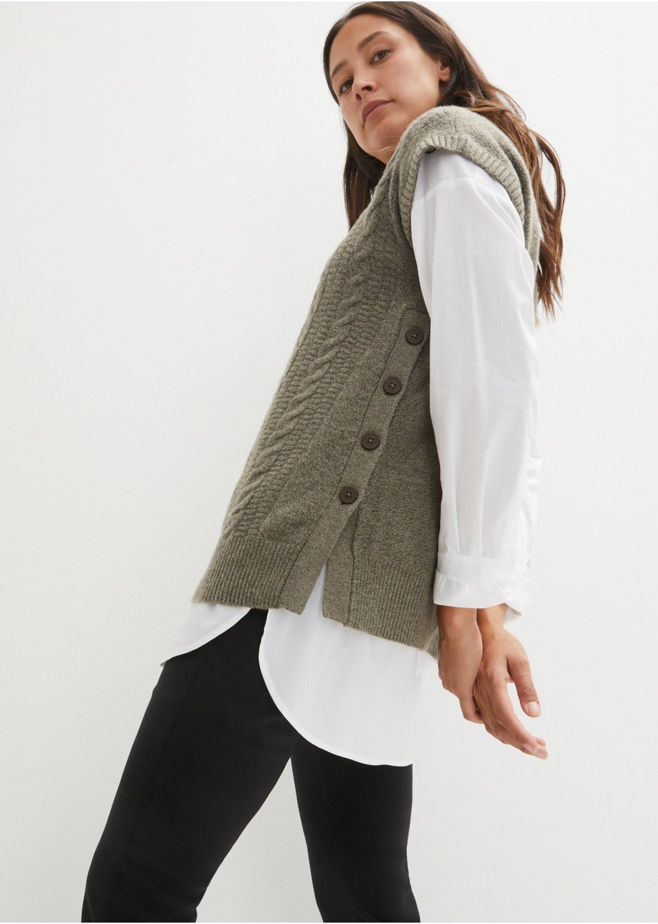 Pull de grossesse et d'allaitement avec torsades