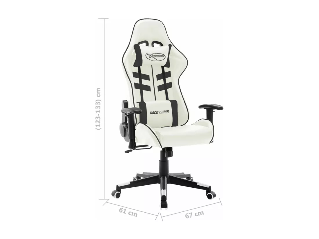 Chaise de jeu Blanc et noir Cuir artificiel