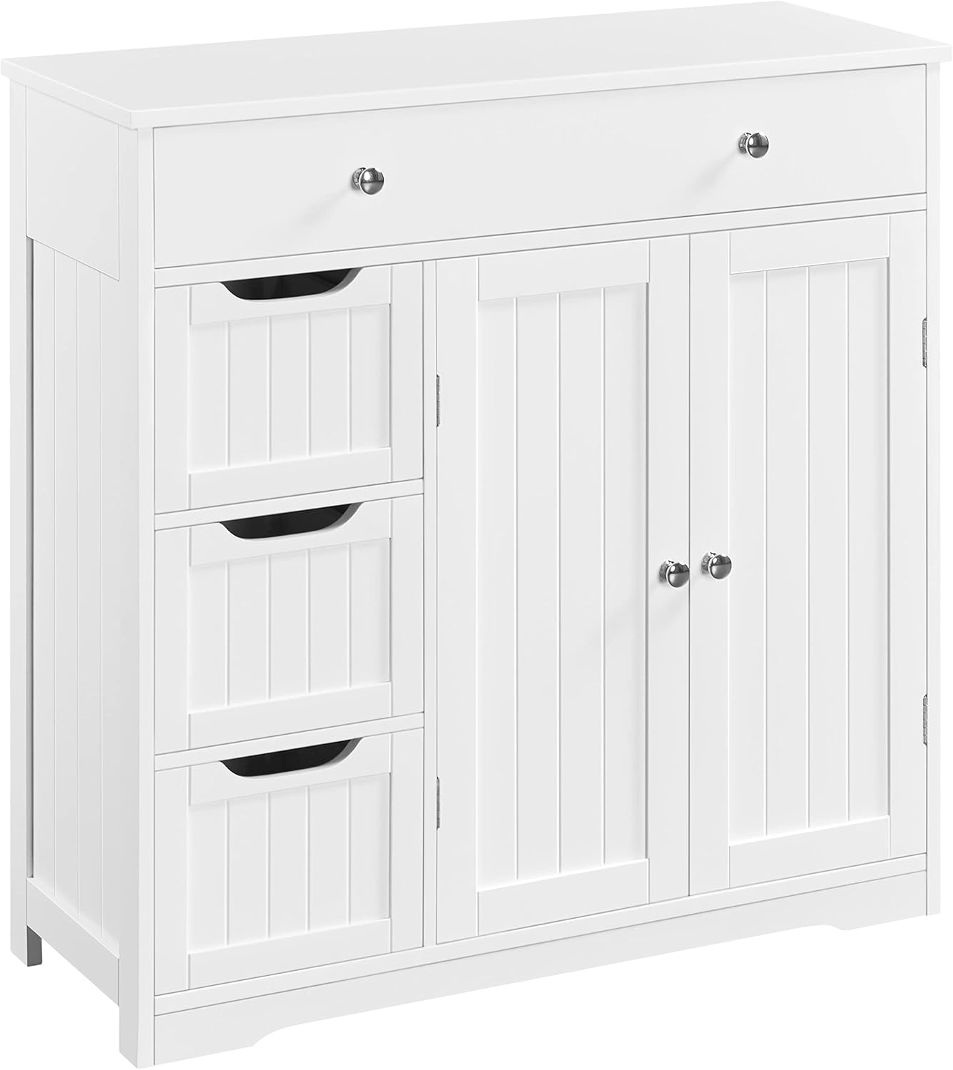 Yaheetech Badezimmerschrank Badschrank mit 4 Schubladen & 1 Schrank und verstellbarem Einlegeboden Badekommode Unterschrank für Badezimmer/Eingang/Flur, 81 x 30 x 81,5 cm, Weiß