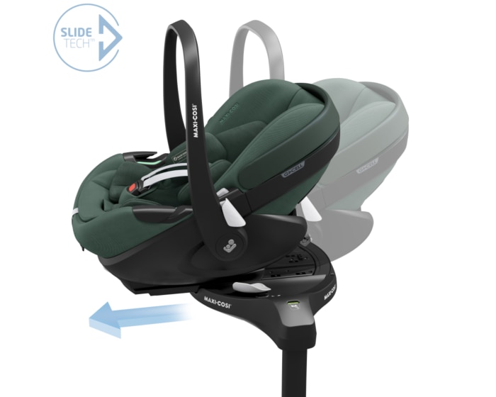 Pebble 360 Pro 0 - 15 M  40 - 87 cm  0 - 13 kg    Innovative SlideTech®-Technologie |    Flache Liegeposition |    Easy-in-Gurt |    G-CELL Seitenaufprallschutz |    FlexiSpin-Drehung mit nur einer Hand |