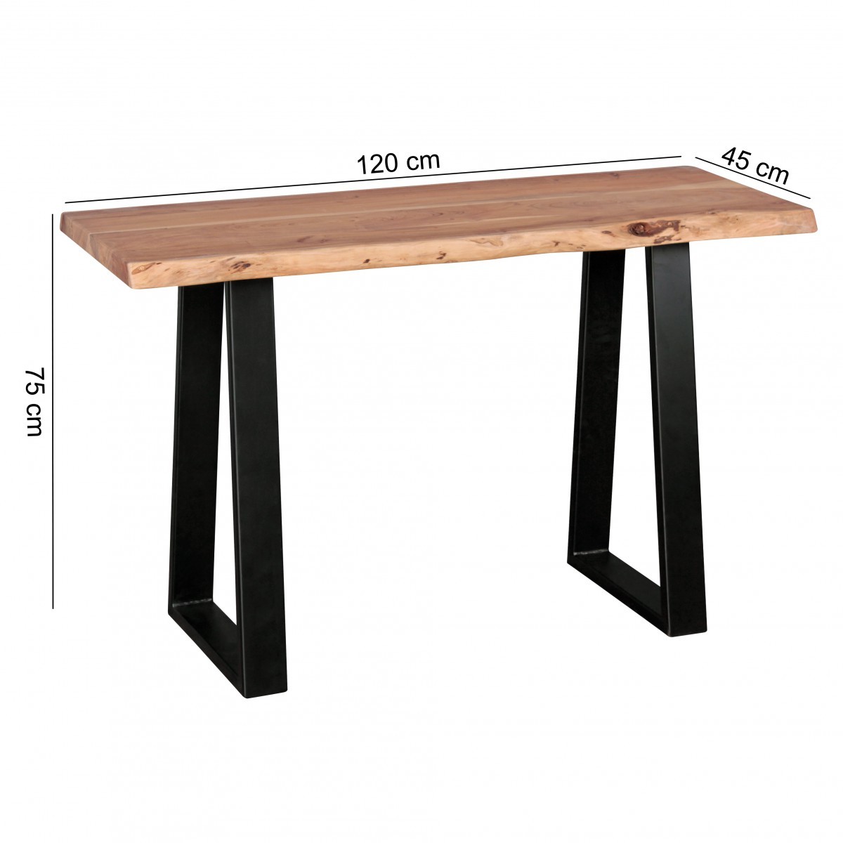 Konsolentisch - Akazie Massivholz - schwarz - 120 cm