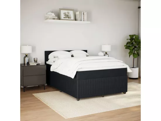 Sommier à lattes de lit avec matelas Noir 140x190 cm Velours