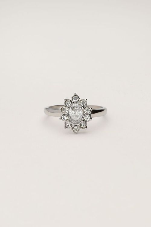 Vintage ring met transparante strass