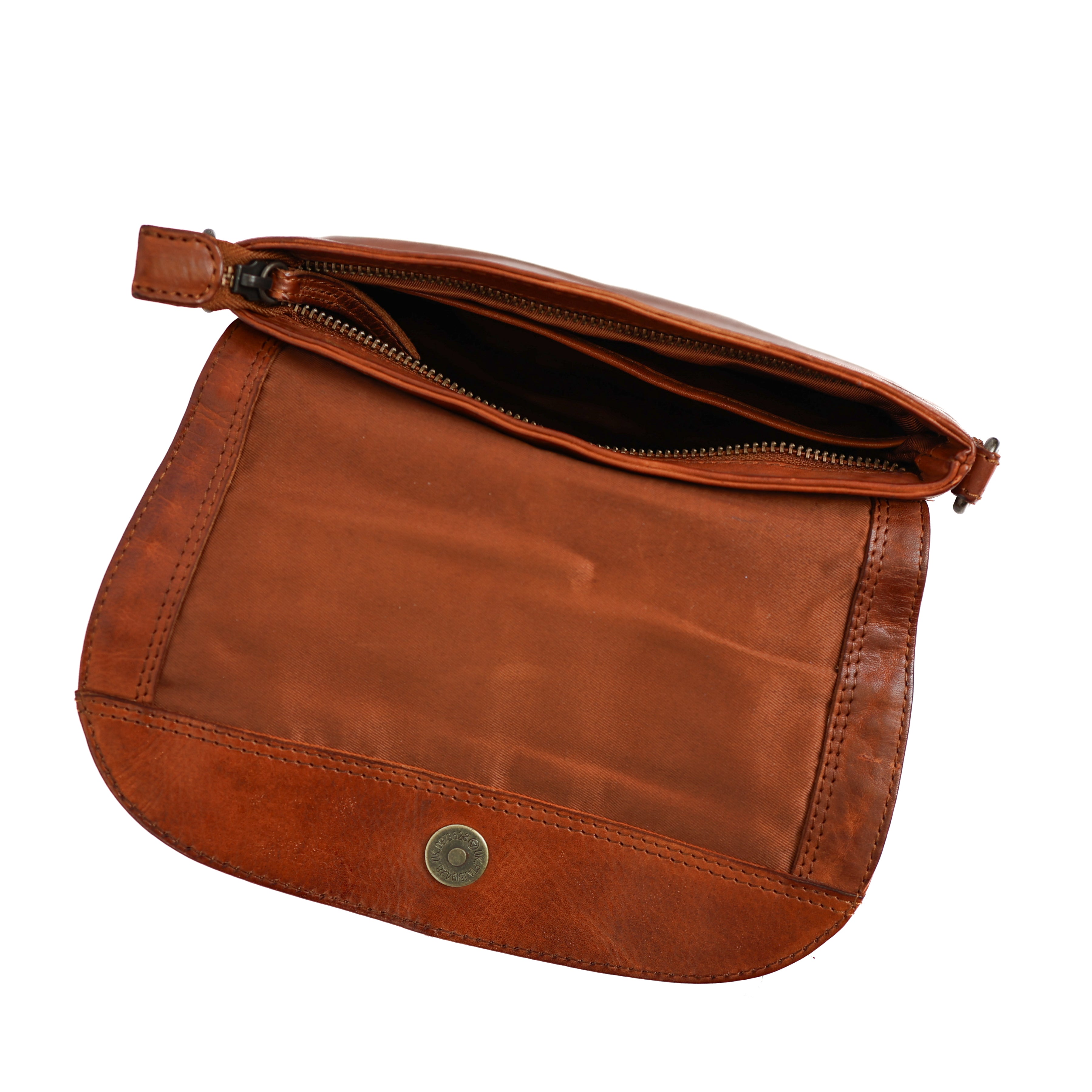 Klein schoudertasje met flap 'Maui' cognac croco Cognac