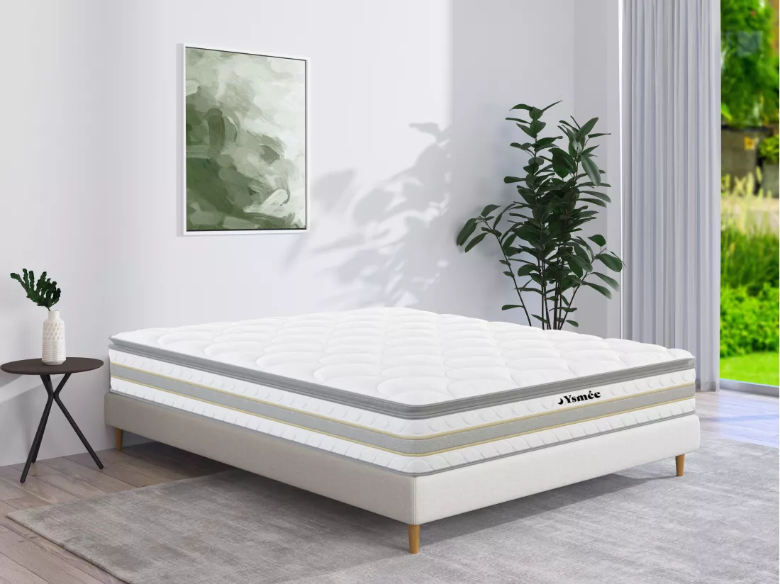 Matelas 180 x 200 cm ressorts ensachés et surmatelas intégré ép.29cm - CANTERBURY de YSMÉE
