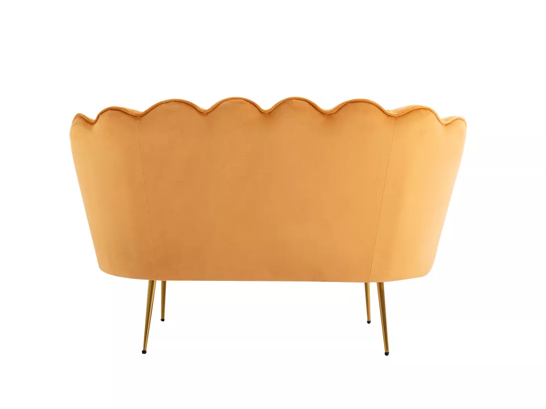 Canapé 2 places coquillage en velours jaune moutarde DANDELION de Pascal Morabito