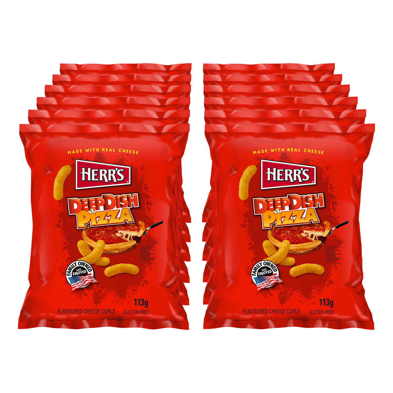 Herr's Cheese Curls Deep Dish Pizza 113g, 12er Pack