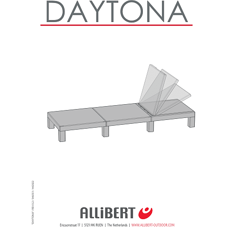 Daytona Solseng 4 positions 195 cm - grå
