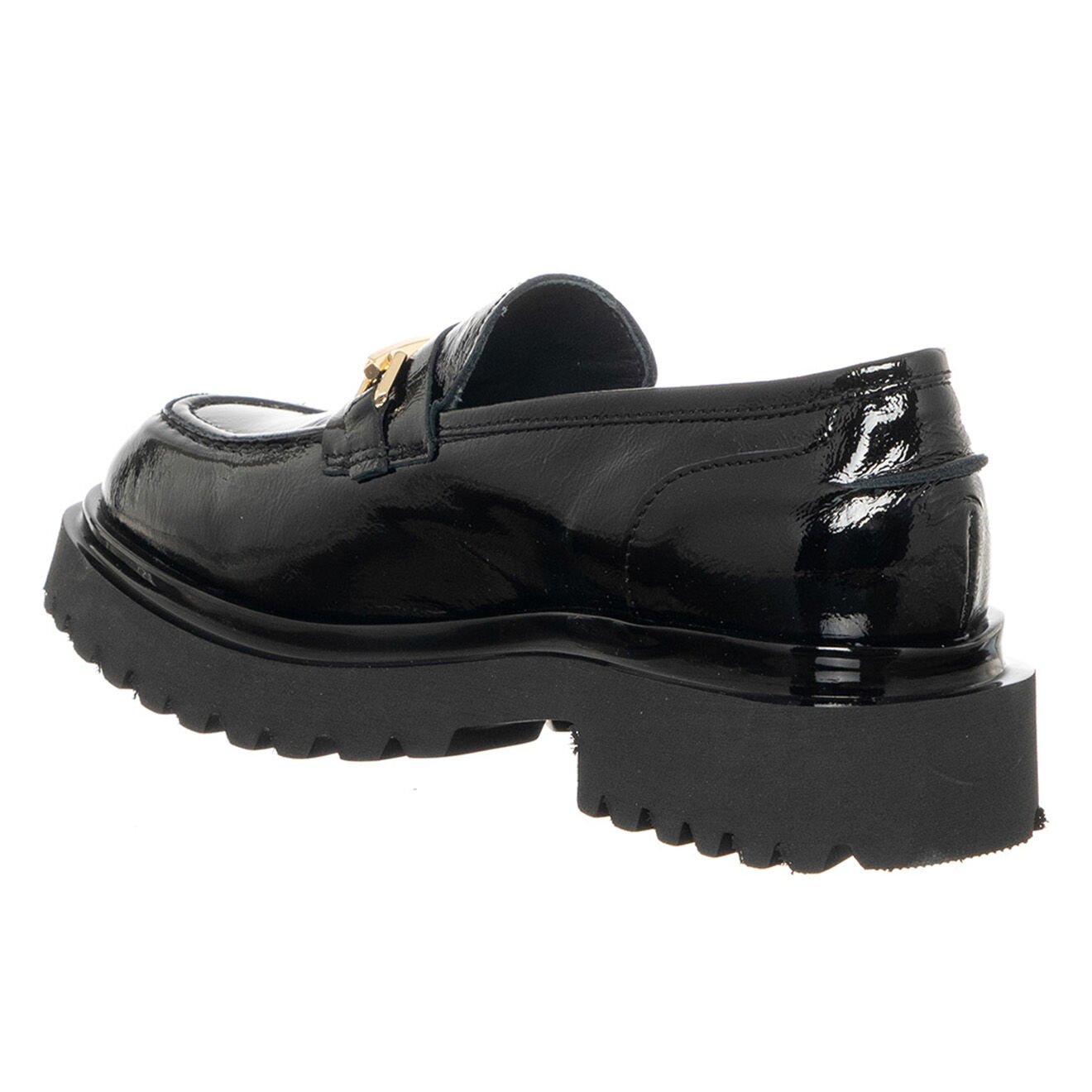 Loretta Pettinari Mocassins en Cuir Nemo noir/doré - Talon 5 cm