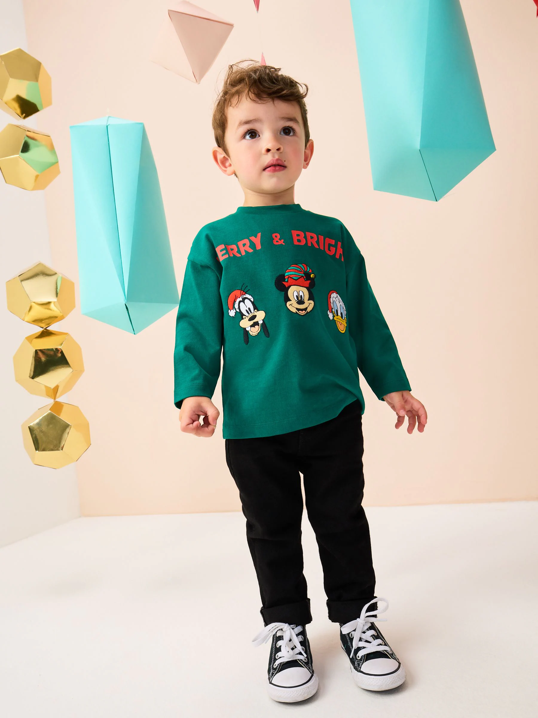 Donkergroen Kerstmis - Bluey T-shirt met lange mouwen (3mnd-8jr)