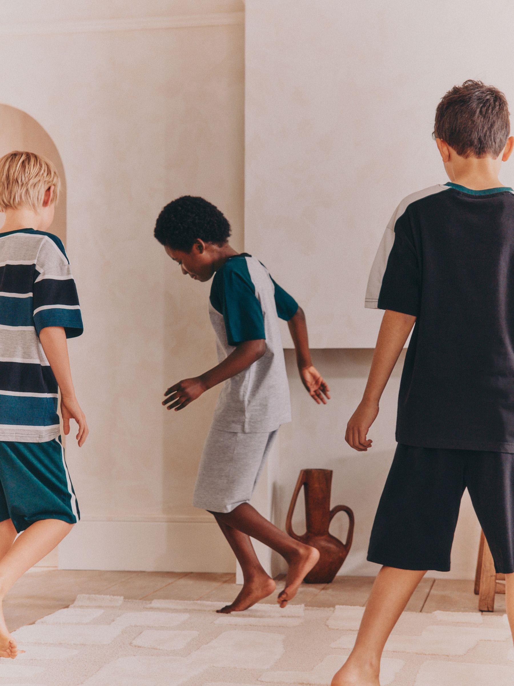 Zwart/groen - Set van 3 pyjama's met short (3-16 jr)