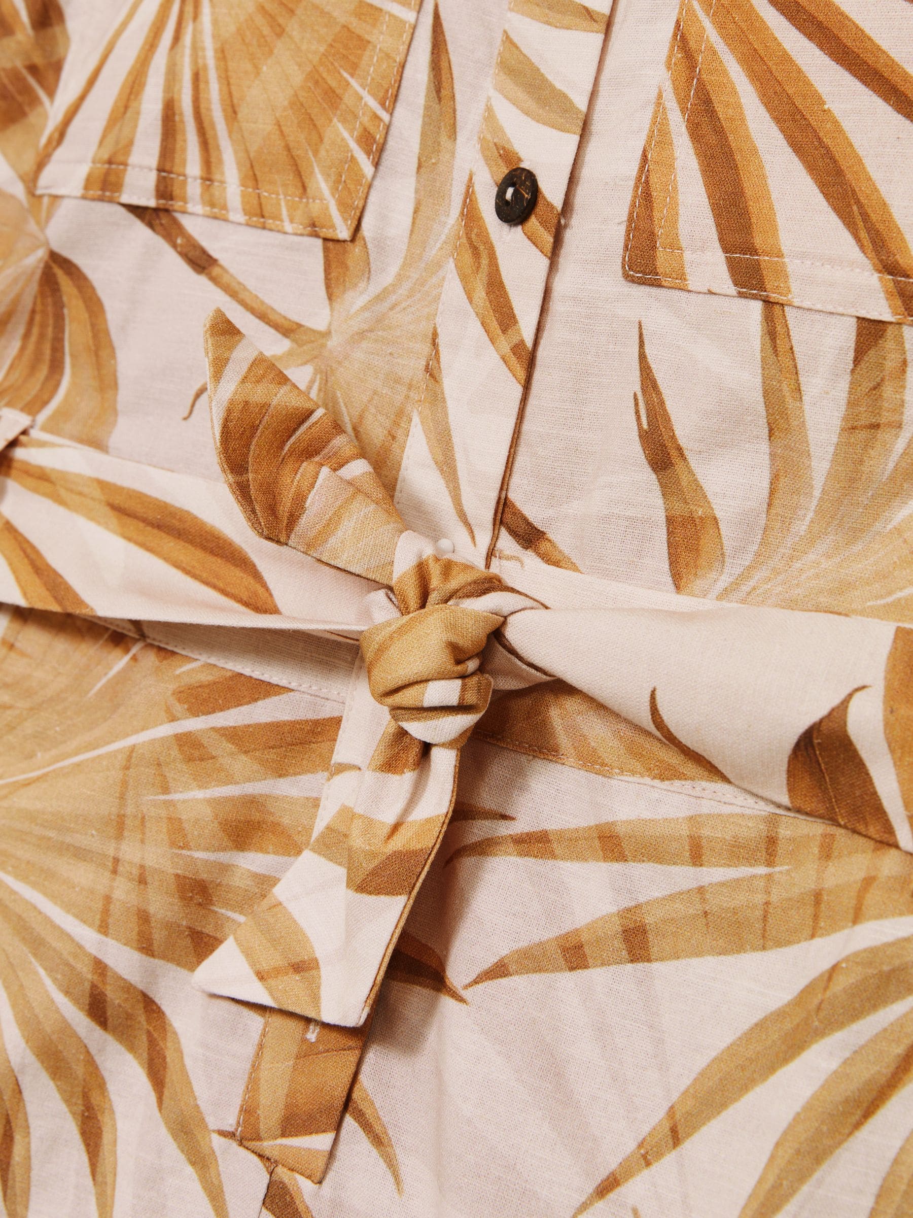 Reiss Zoey playsuit van katoen-linnen met palmprint