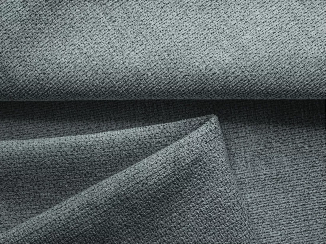 Canapé d'angle panoramique convertible en tissu chenille - jeans - NANEA