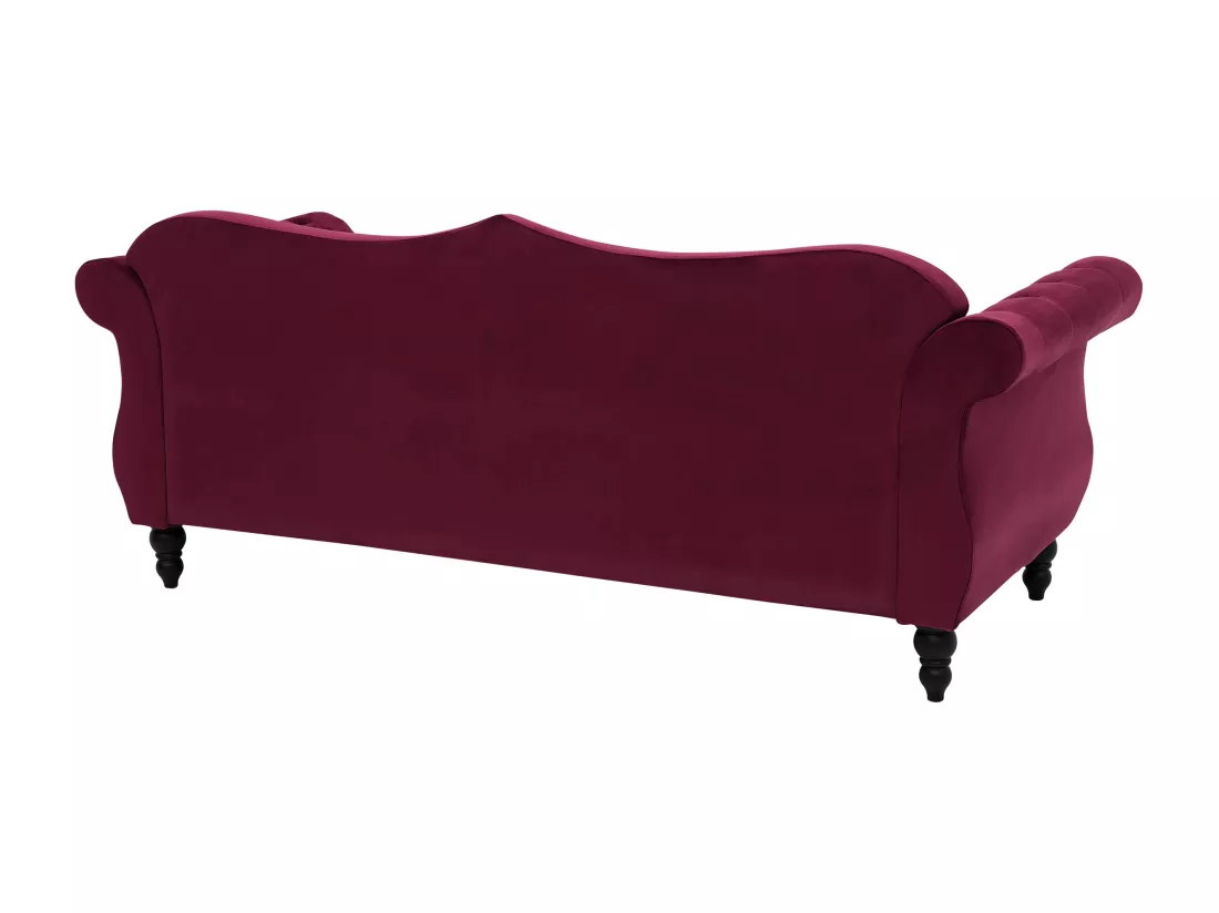Canapé Chesterfield 3 places en velours rouge SKIEN