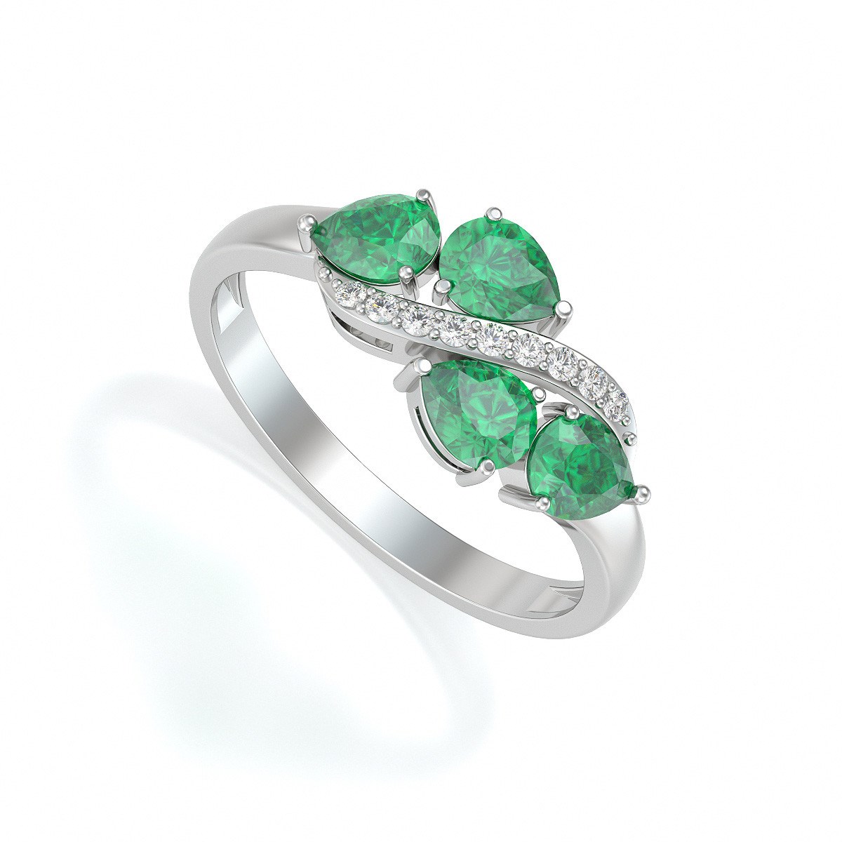Bague ADEN ADEN Emeraude et diamants sur Argent 925 2.414grs