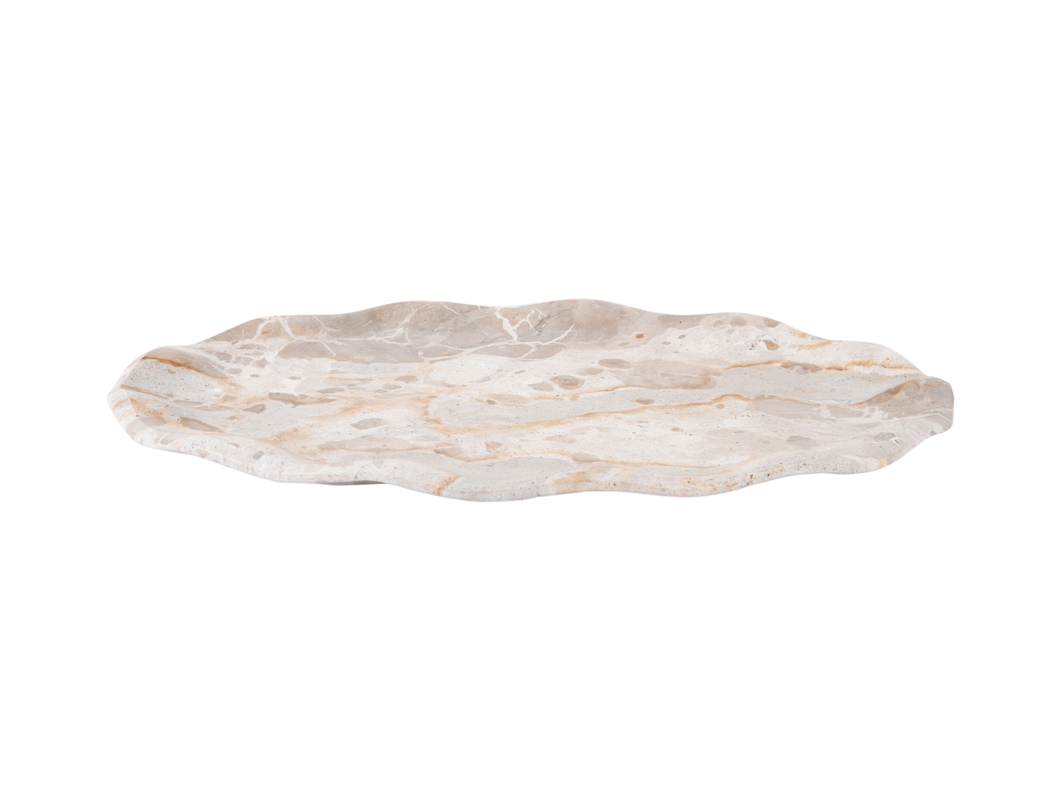 Tray Waved oval large marble brown