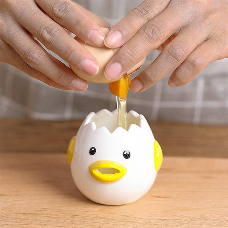 Keramik Ei Trenner Küken Eigelb Eiweiss Sieb Chicken Back Hilfsmittel Eieröffner - Weiss