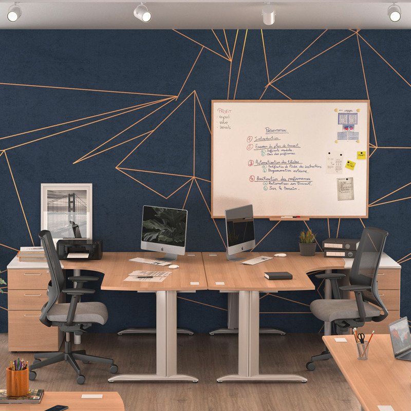 Bureau d'angle compact Quarta Plus L 160 cm piètement métal
