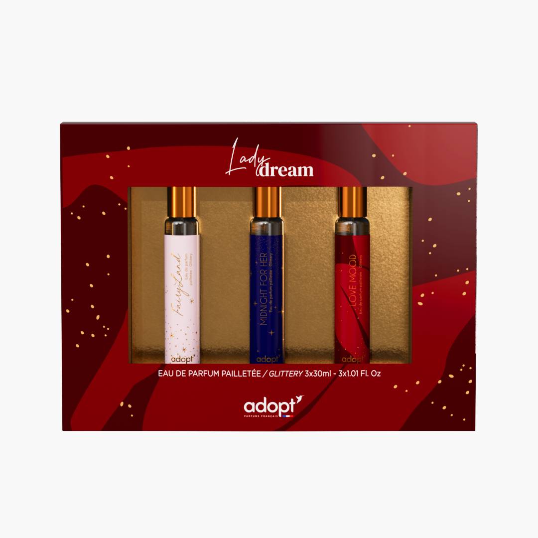 Lady dream - Coffret 3 eaux de parfum Fairy land pailletée 30ml + Love mood 30ml + Midnight for her 30ml