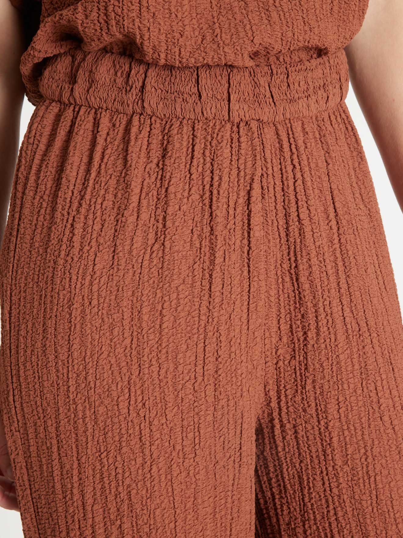 Pantalon large en seersucker