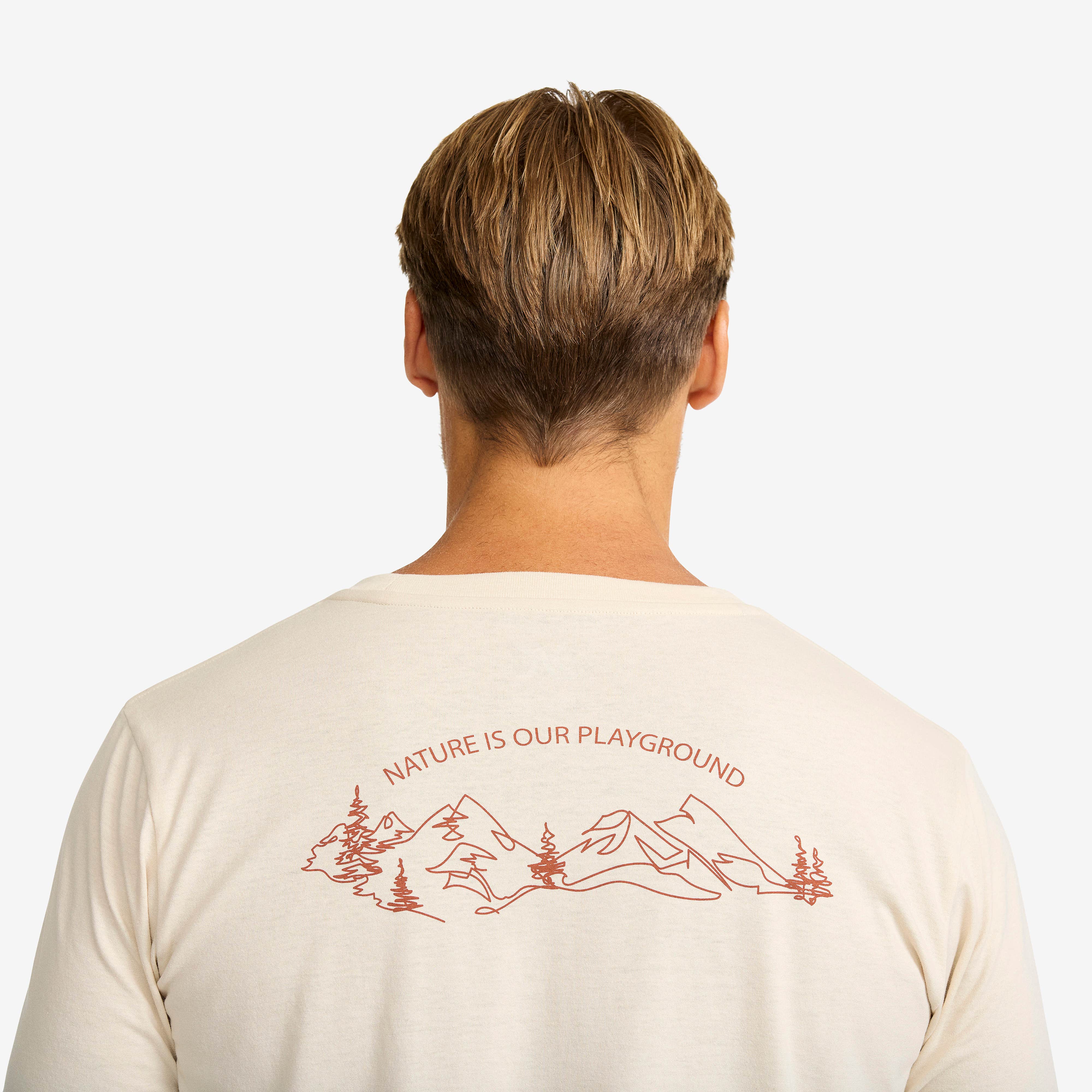 Easy Graphic Nature Lines T-shirt Herre Oatmeal