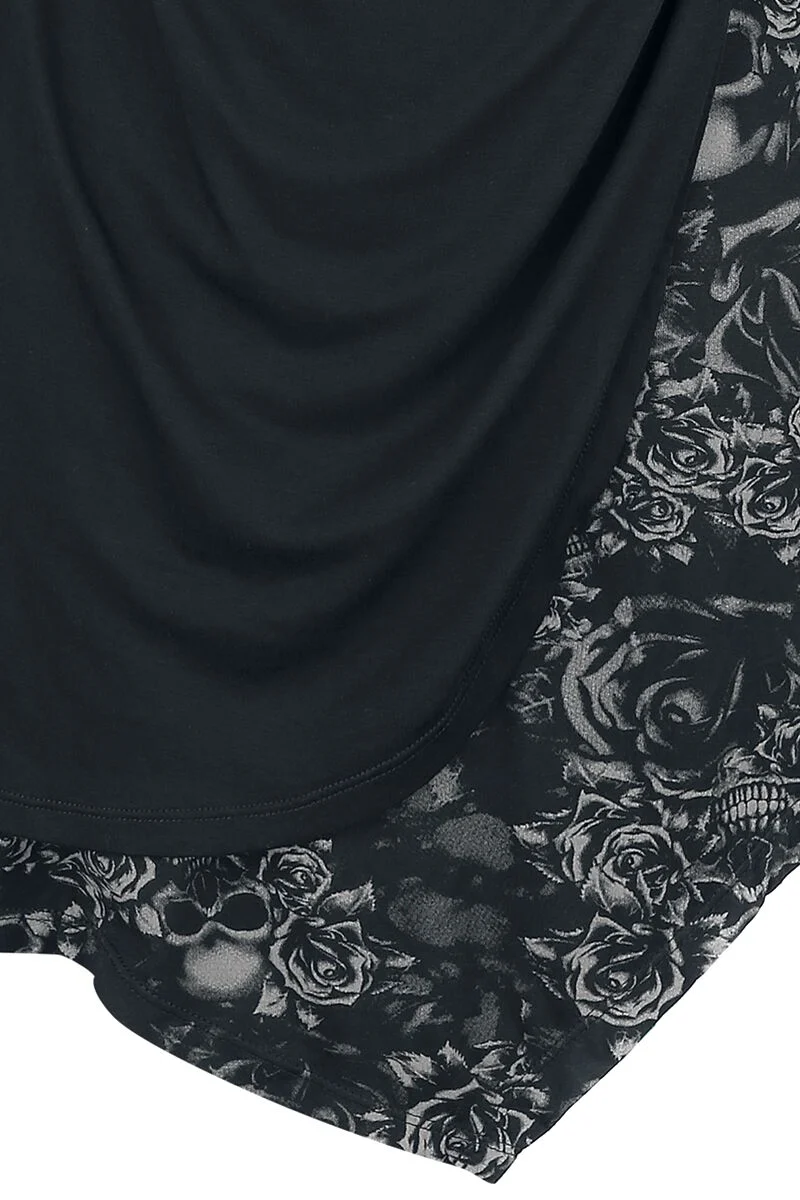 Haut Manches Longues Noir Avec Col Cascade & Imprimé | Black Premium by EMP T-shirt manches longues