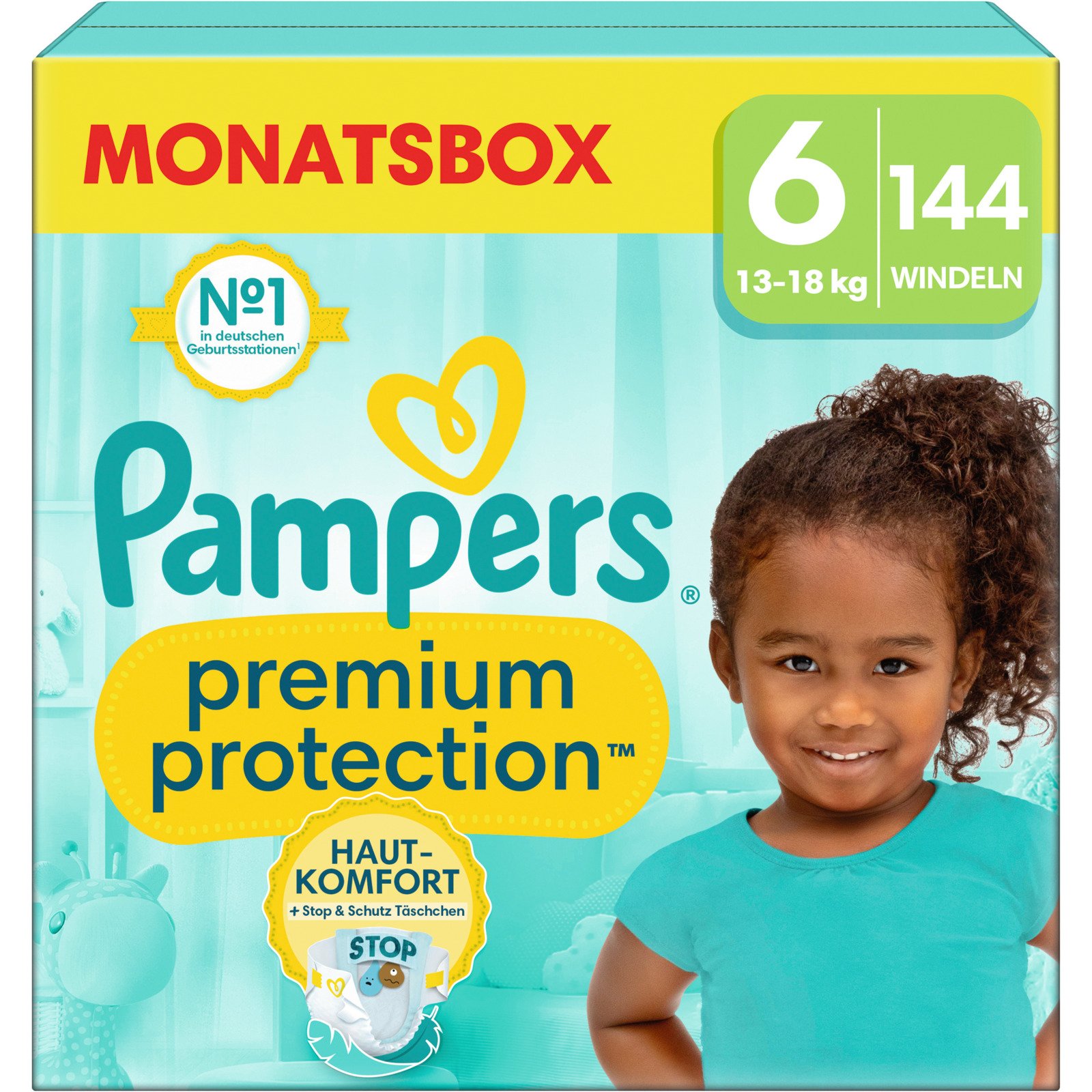 Pampers Premium Protection Grösse 6 Monatsbox 144 Windeln
