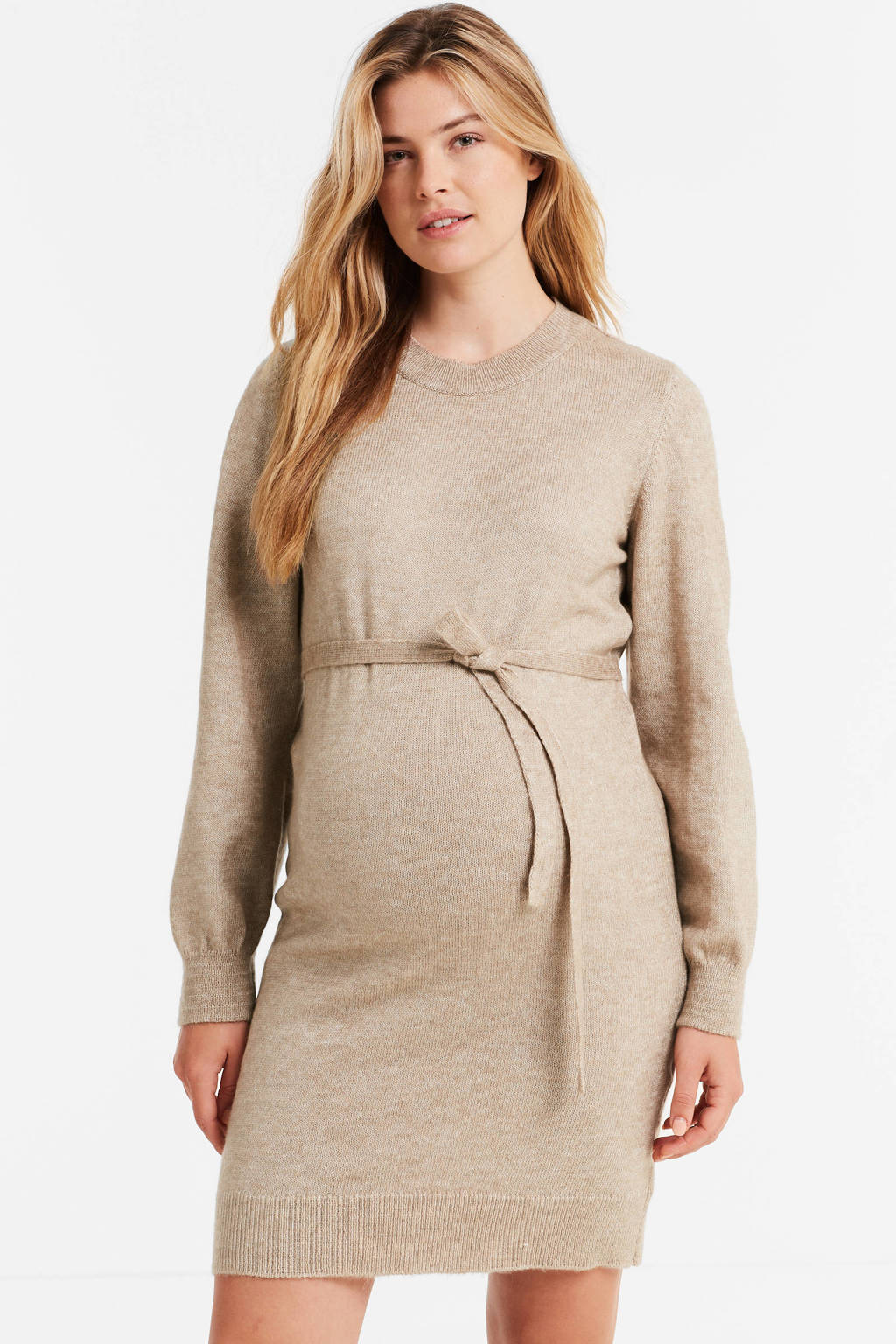 MAMALICIOUS zwangerschapsjurk MLNEWANNE van polyester zand