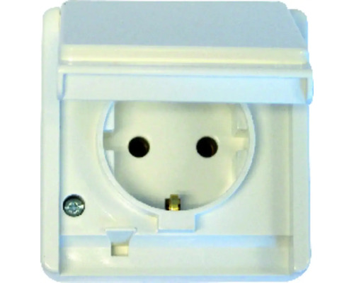 Opbouw, vochtbestendige contactdoos IP54 polarwit standaard IP54