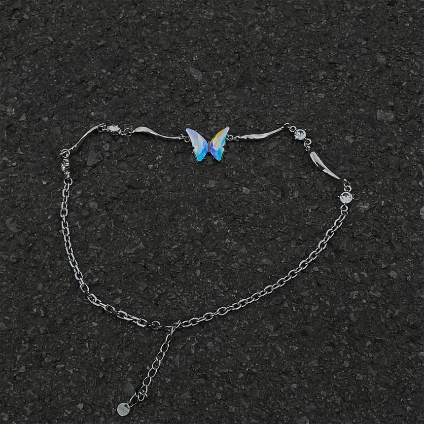 Lilafey - Vlinder-strass-legering choker