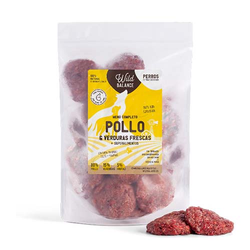 Pacote completo de dieta BARF para cães, sabor frango.