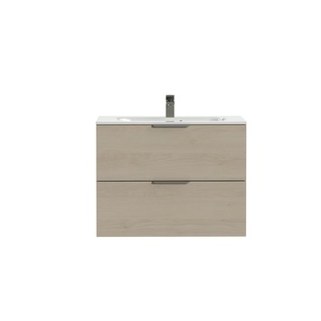 Tiger badkamermeubel Studio 80cm naturel eik/wit met platte RVS greep