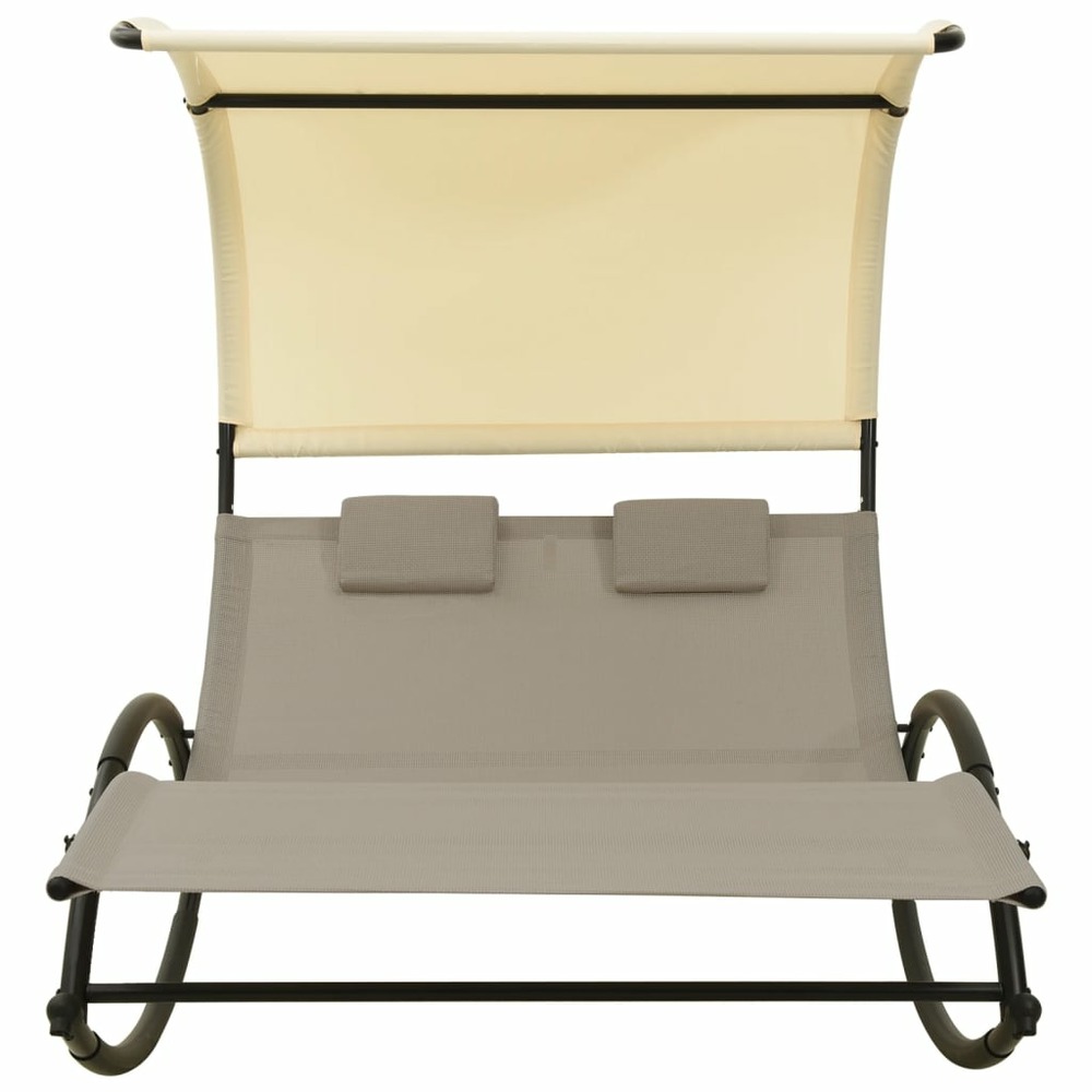 Transat chaise longue bain de soleil lit de jardin terrasse meuble d'extérieur double 139 x 180 x 170 cm avec auvent textilèn