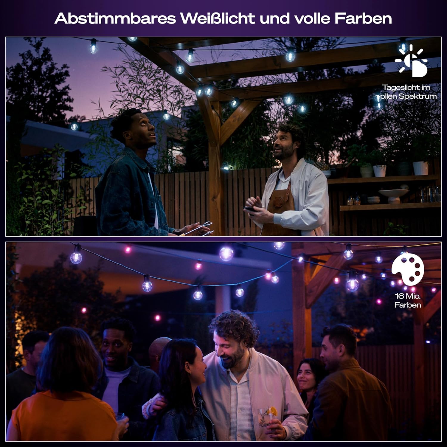 Philips Hue Festavia Globe Außenlichterkette, White and Color Ambiance, 21 M, 30 Lampenkugeln, dimmbar, Steuerung per Hue App, funktioniert mit Alexa,  Assistant und Home