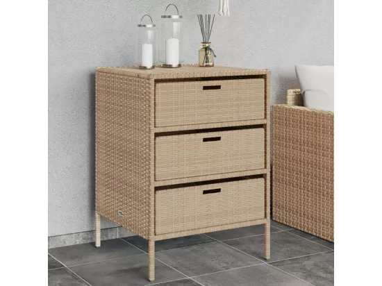 Armoire de rangement de jardin beige 55x59x80 cm résine tressée