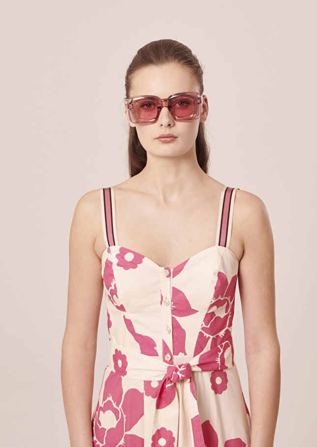 Robe Raquelinaécrue imprimée fleuri en popeline