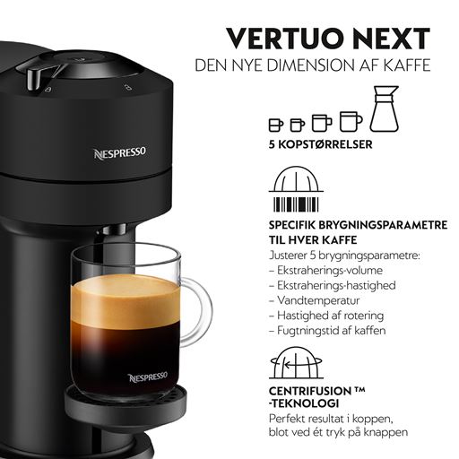 Nespresso Vertuo Next Kaffemaskine, Mat Sort