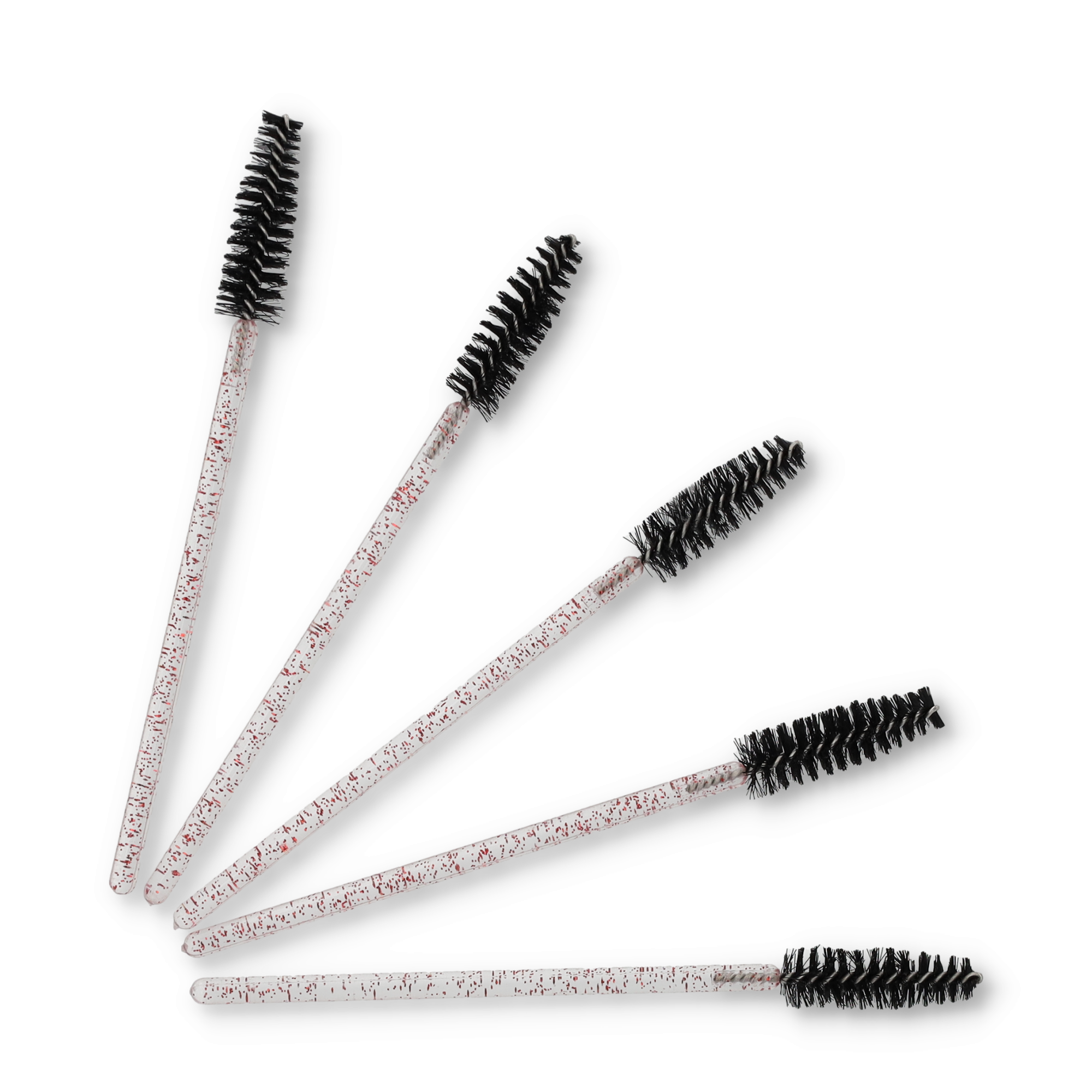 (50er Set) Einweg Wimpern Bürste Kosmetik Augenbrauen Bürste mit Glitzer Stiel - Schwarz / Transparent
