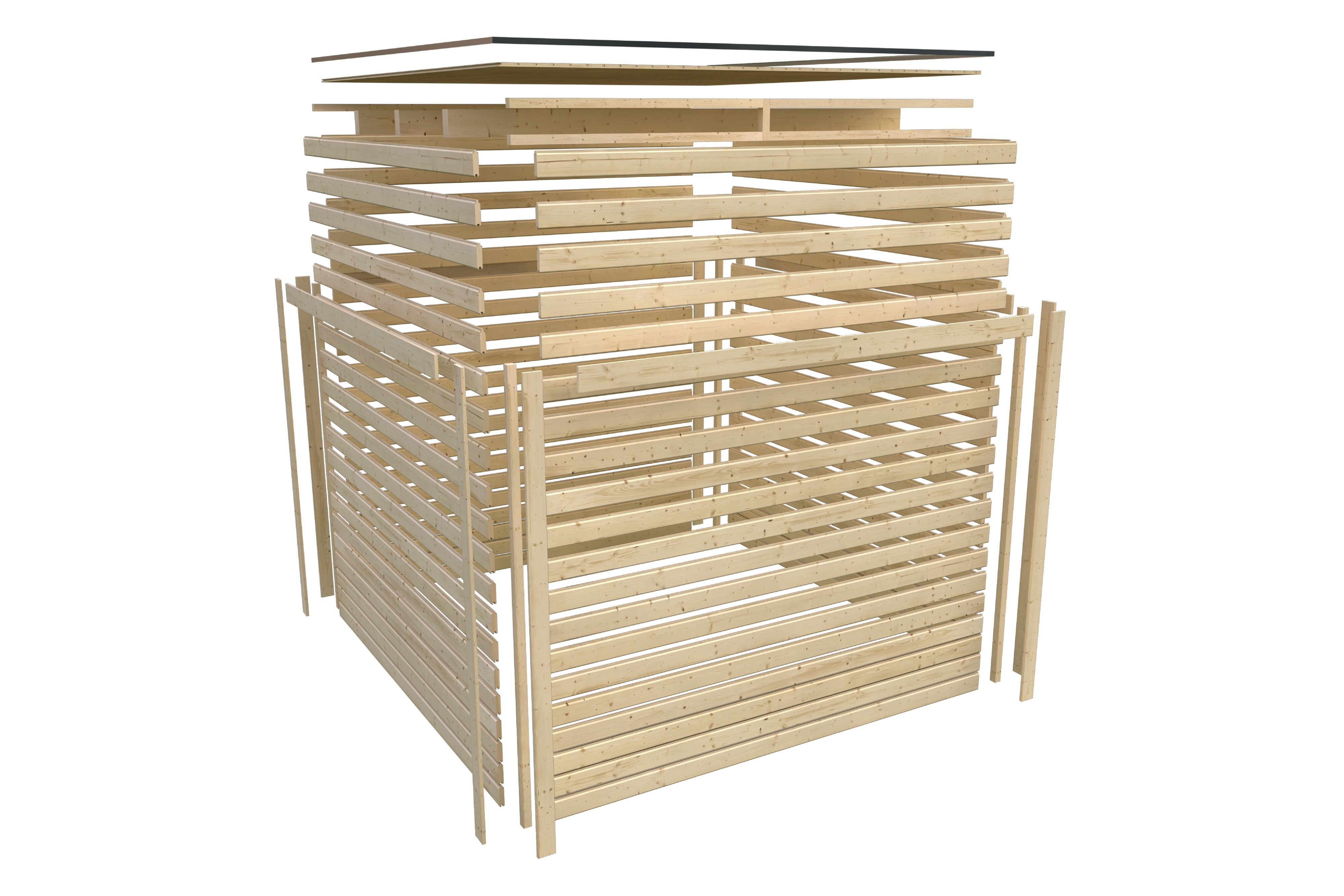 Karibu 38 mm Saunahaus Angelia 1-3 Saunaofen mit eingebauter Steuerung 9 kW naturbelassen Set