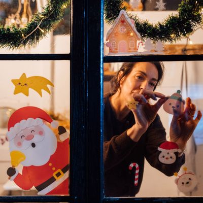 Set de 70 autocollants électrostatiques pour fenêtre santa claus