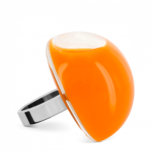 Bague en verre soufflé - Dome Giga Milk