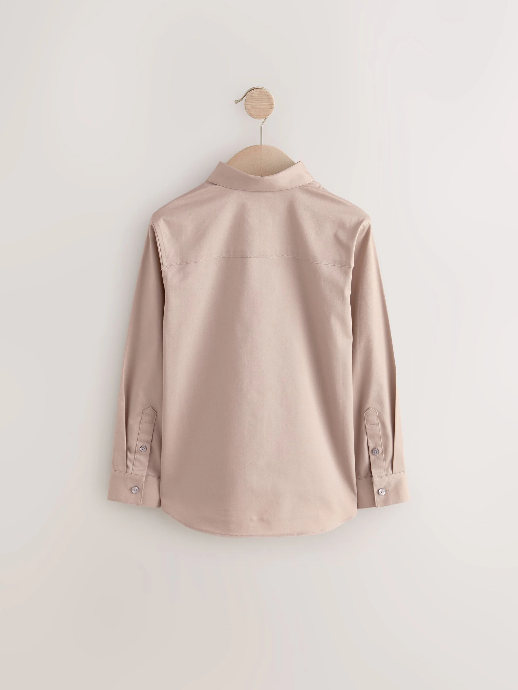 Taupe - Overhemd met contrasterende afwerking en lange mouwen (3 - 16 jr)