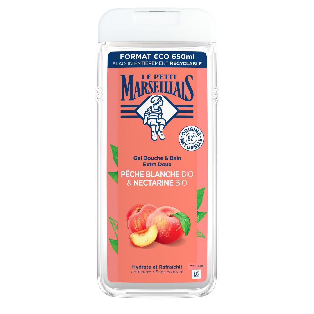 Les Petit Marseillais  Gel Duche Pêssego Branco & Nectarina BIO - 650ml