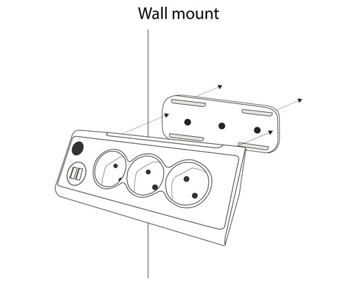 Drievoudig stopcontact met 1x USB-A-poort en 1x USB-C-poort, 1,5 m kabel met schokbescherming, zwart/zilver