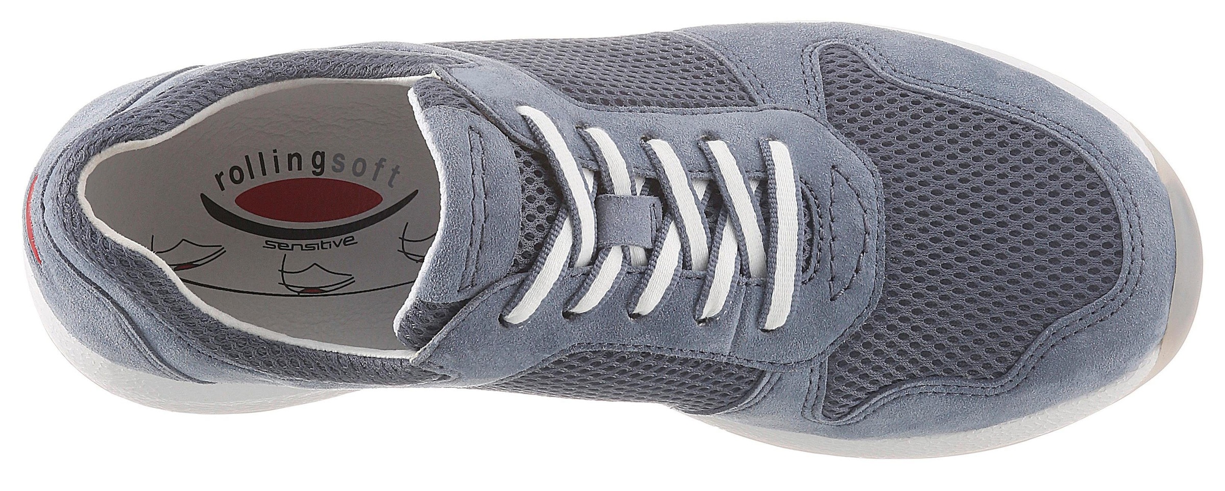 Gabor Rollingsoft Keilsneaker  , Freizeitschuh, Halbschuh, Schnürschuh im sommerlichem Materialmix